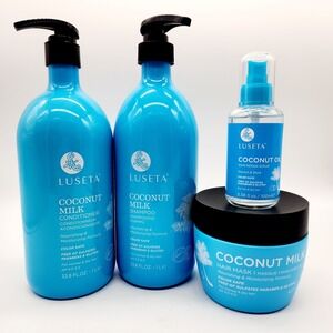 Luseta Coconut‎ Milk Shampoo Conditioner Mask & Oil Serum 4-Pack Hair Care Set